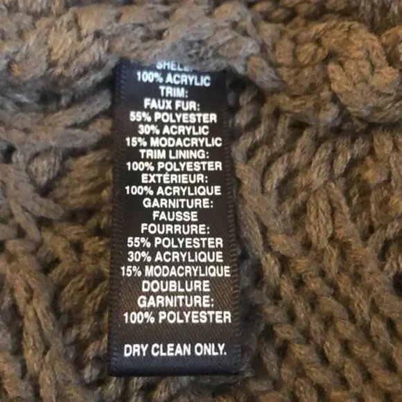 SAKS FIFTH AVENUE WOMENS GRAY CHUNKY OPEN FRONT CARDIGAN WITH FAUX FUR SMALL-EUC - Picture 8 of 9